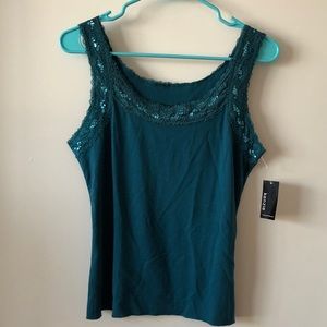 Kenzie Sequined Teal Tank Top